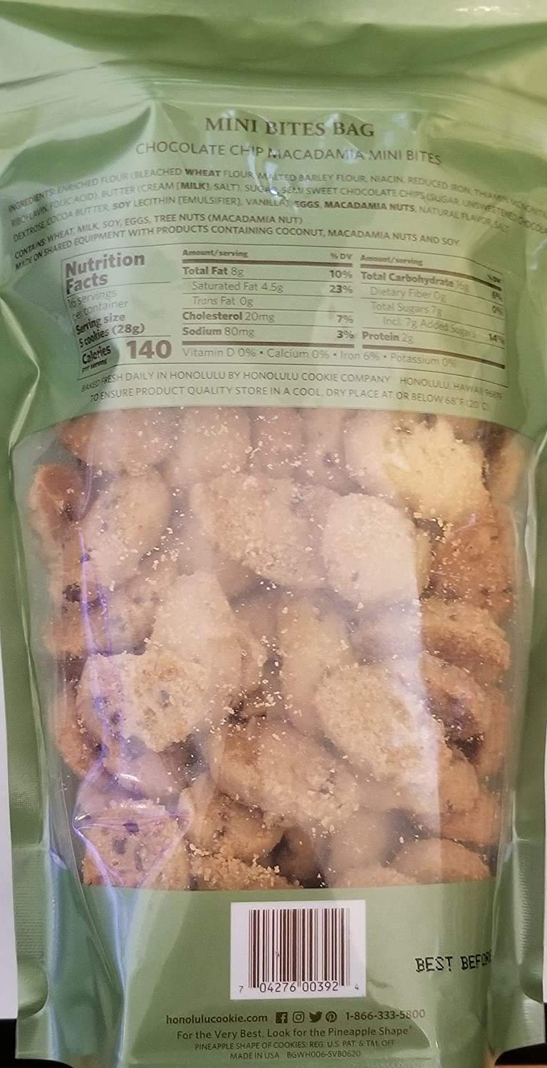 Honolulu Cookie Company Chocolate Chip Shortbread Macadamia Cookies