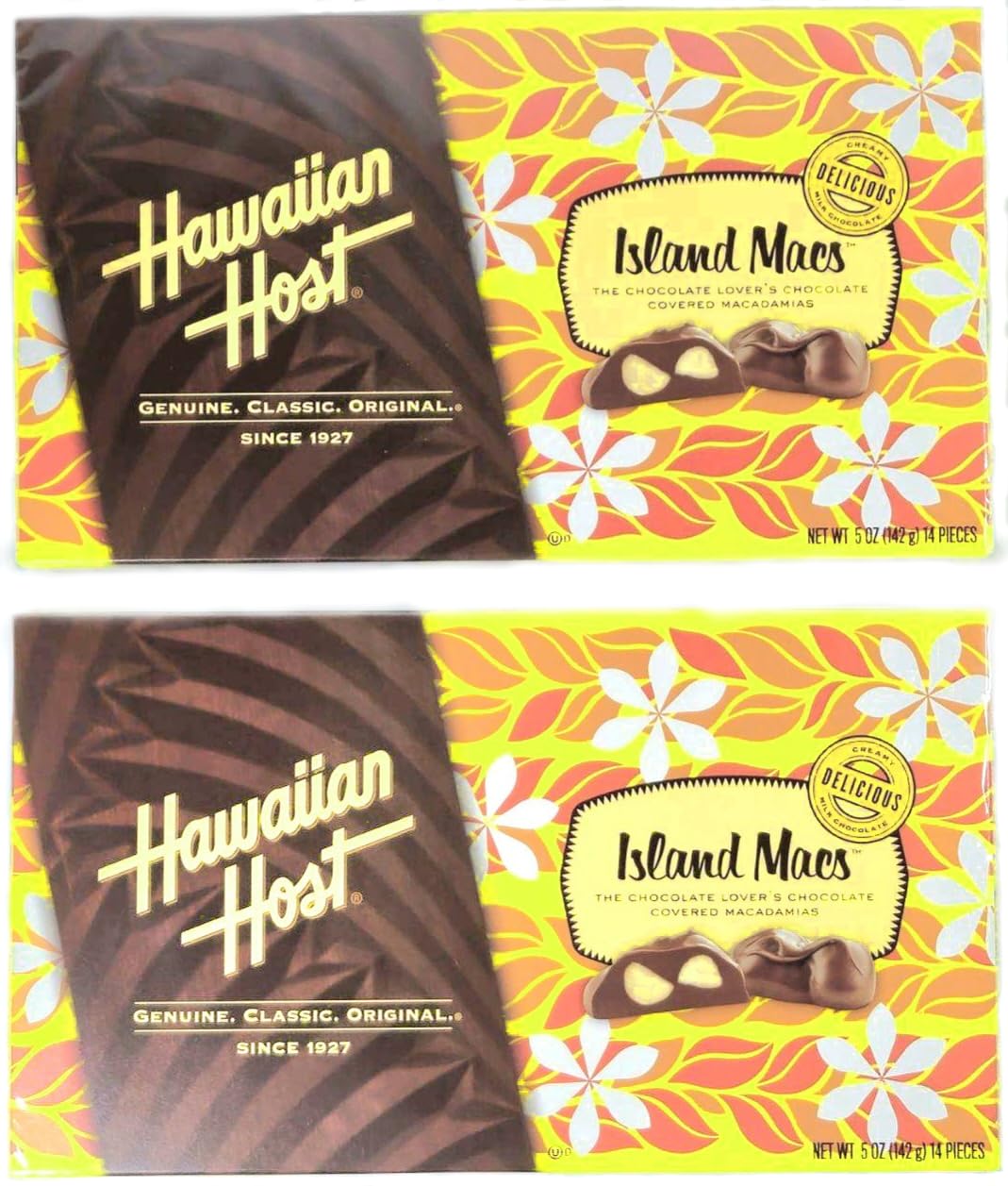 Hawaiian Host Island Macs Tiare Milk Chocolate Covered Macadamia Nuts 5 oz Boxes (1 Box)