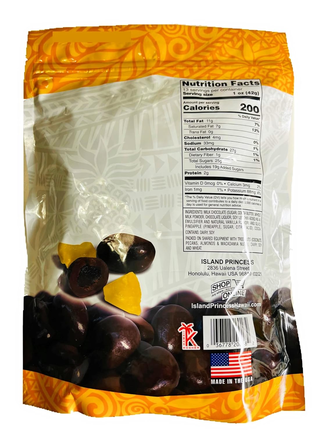 Island Princess Premium Chocolate Covered Pineapple 1.25 Pound