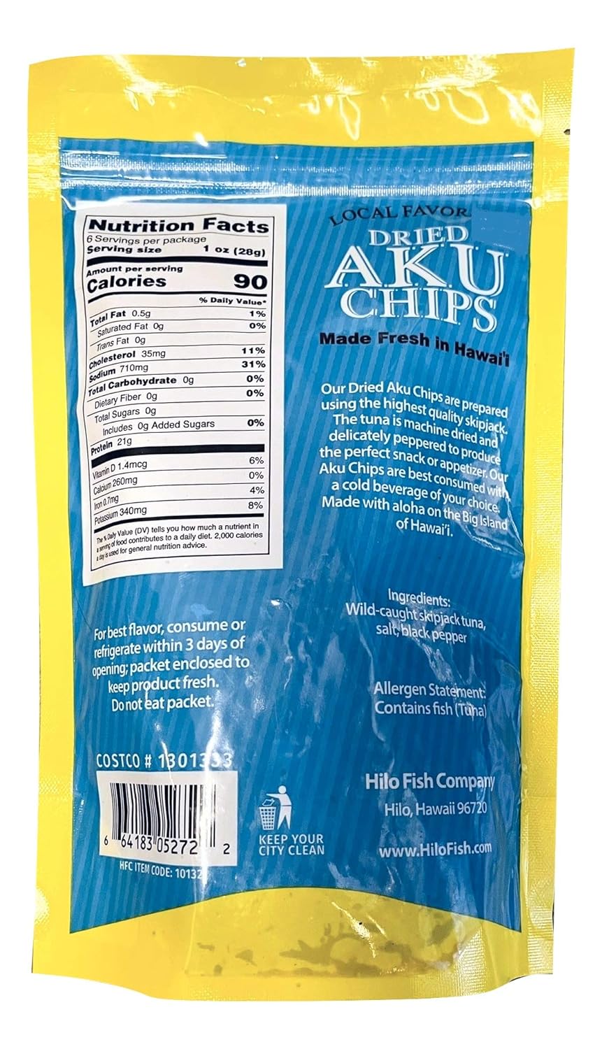 Hilo Hawaii Dried Wild Aku Skipjack Tuna Chips