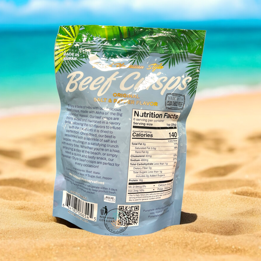 🥩🌴 Hawaiian Style Beef Crisps – Original Salt & Pepper | 6 oz | Crispy High-Protein Beef Snack | Keto Friendly | Made in Hawai'i